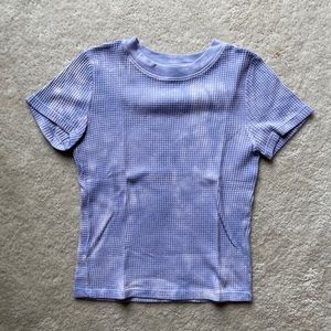 Tie Dye Thermal Short Sleeve Waffle Knit Top